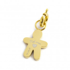 Charm oro bimbo cuore smaltato azzurro