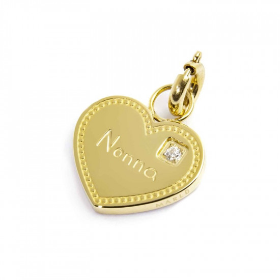 Charm acciaio cuore "Nonna" con zirconoro