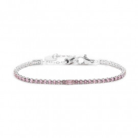 Bracciale acciaio tennis 2,5mm con zirconi rosa