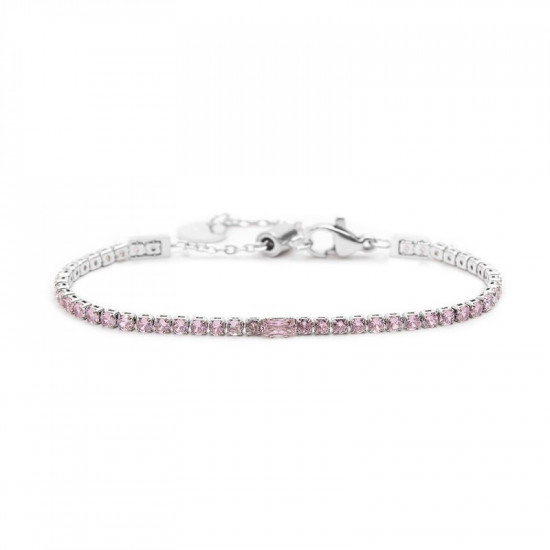 Bracciale acciaio tennis 2,5mm con zirconi rosa