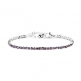 Bracciale acciaio tennis 2,5mm con zirconi viola