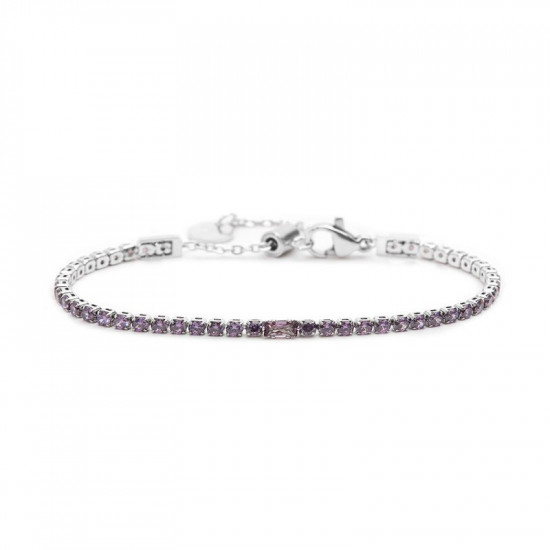 Bracciale acciaio tennis 2,5mm con zirconi viola