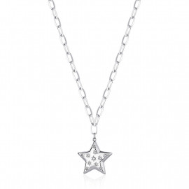 Collana stellar in acciaio, con pendente a forma di stella