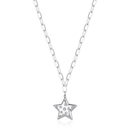 Collana stellar in acciaio, con pendente a forma di stella