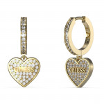 Orecchini dorati Guess con pendente a forma di cuore Huggie Me