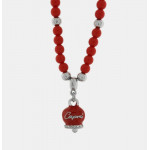 Collana in Metallo con campanellina pendente e perline rosse