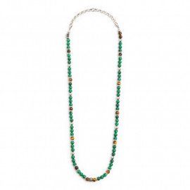 Collana con sfere malachite e occhio di tigre