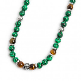 Collana con sfere malachite e occhio di tigre