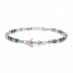 Bracciale con ancora elementi in malachite ed onice nera