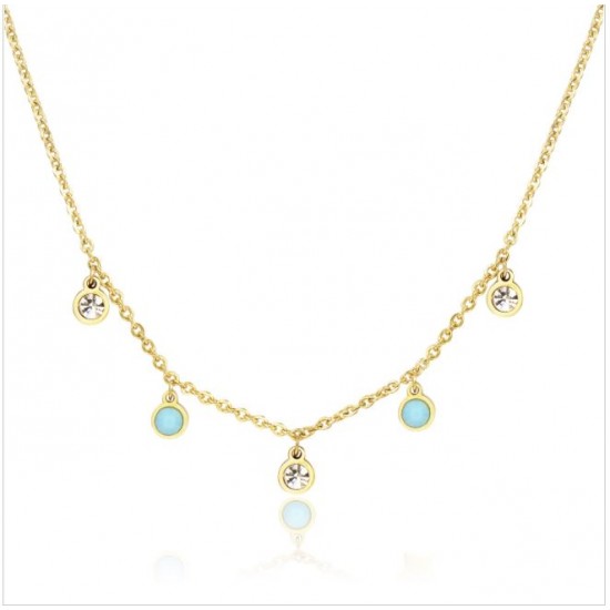 Collana LUCE con cristalli oro e turchese