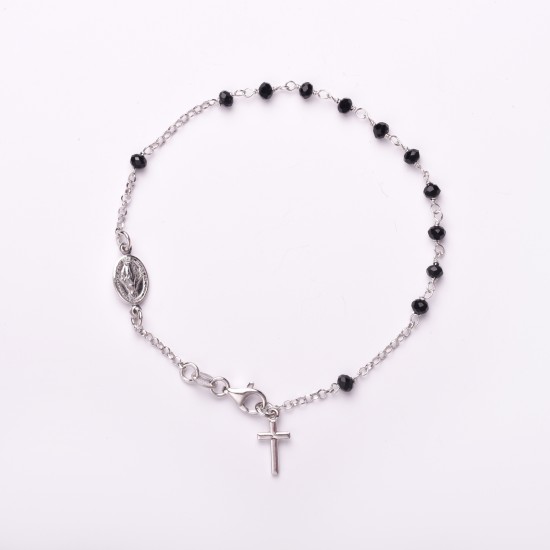 Bracciale Rosario pietre nere in argento 925/1000