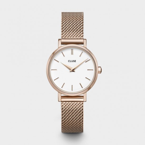 orologio cluse minuit mesh rose gold/white